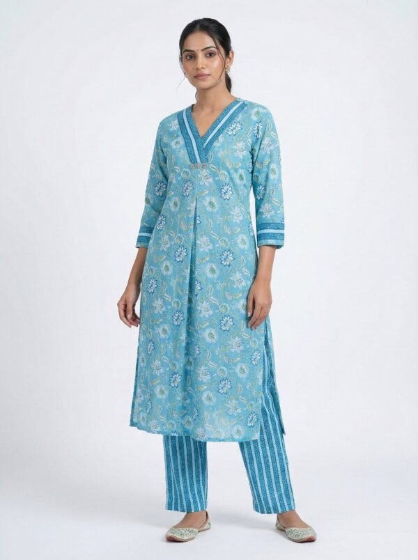 Ferozi Cotton Floral Digital Print Two Piece Set