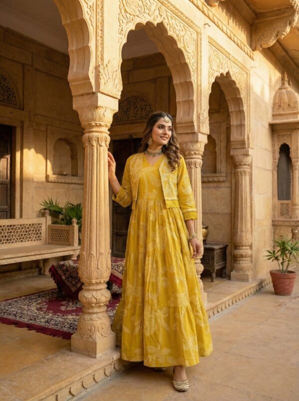 Mustard Cotton Floral Digital Print Two Piece Set