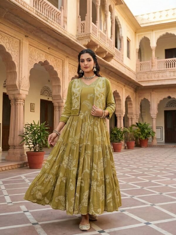 Green Cotton Floral Digital Print Two Piece Set