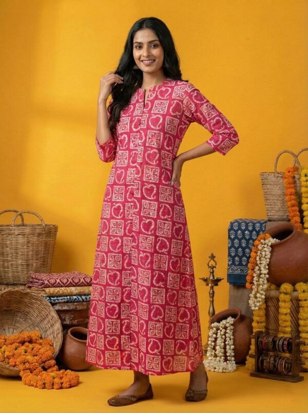Magenta Silk Digital Print Kurta