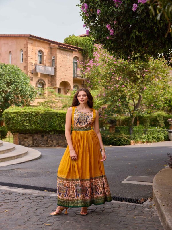 Neerus Gold Casual Maxi Solid Dresses